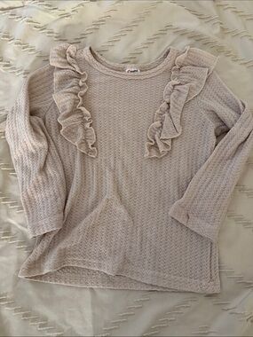 PatPat Cream Ruffle Knit Long-Sleeve Top